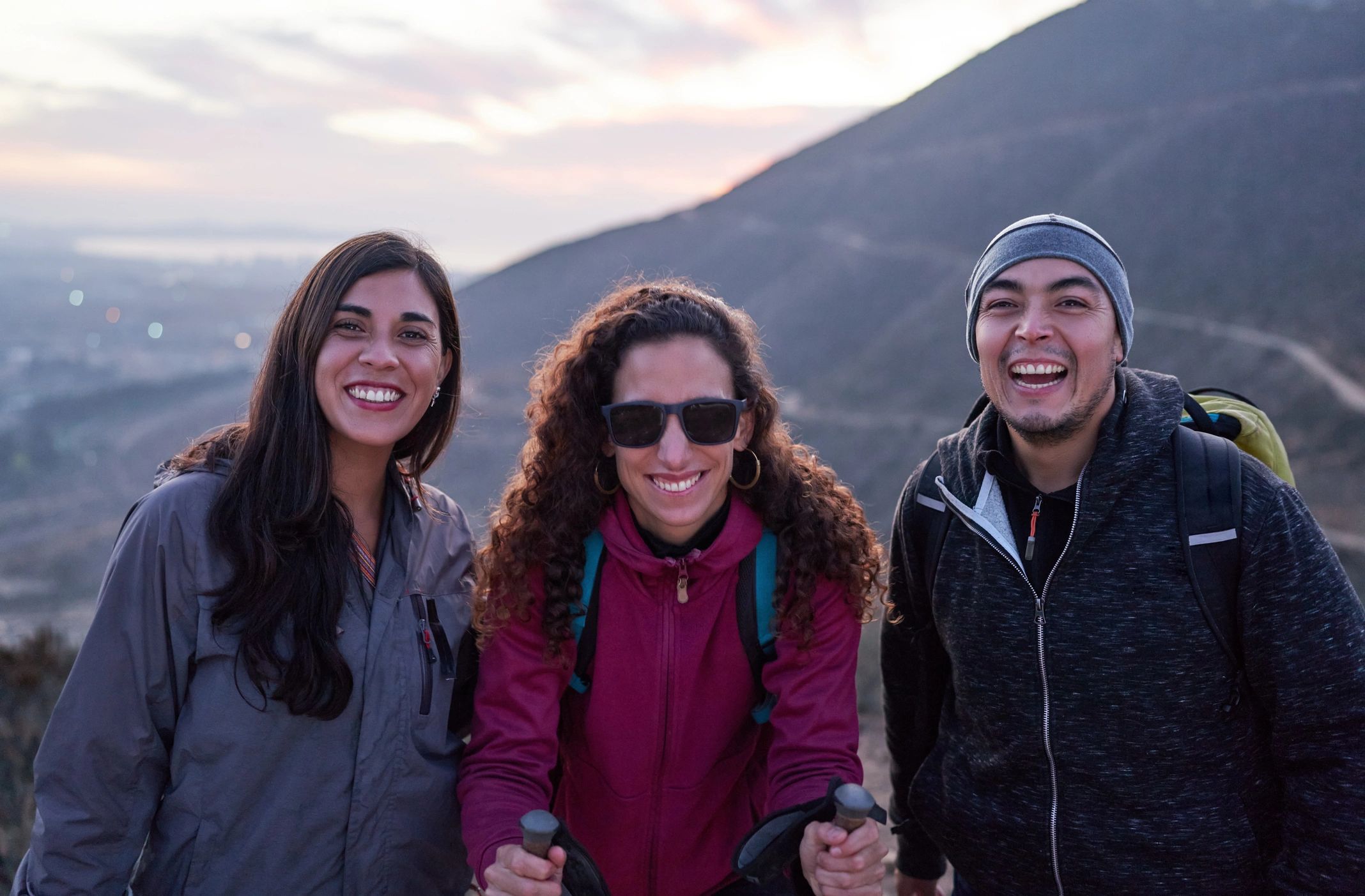 Happy hikers on top of the mountain